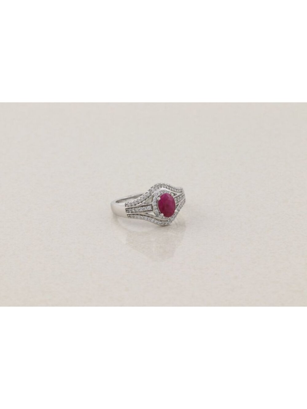 Sterling Silver Niassa Ruby and White Zircon Ring Size 9 - Picture 6 of 7
